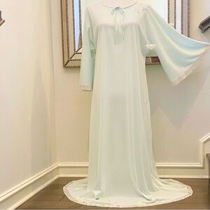 Claire Sandra Lucie Ann Vintage 70s Pastel Chemise Nightgown Maxi Slip Dress S